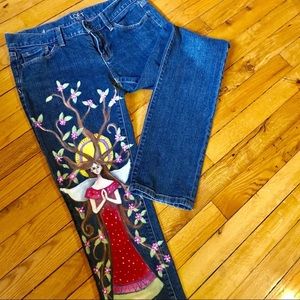 Hand Painted Upcycled Jeans